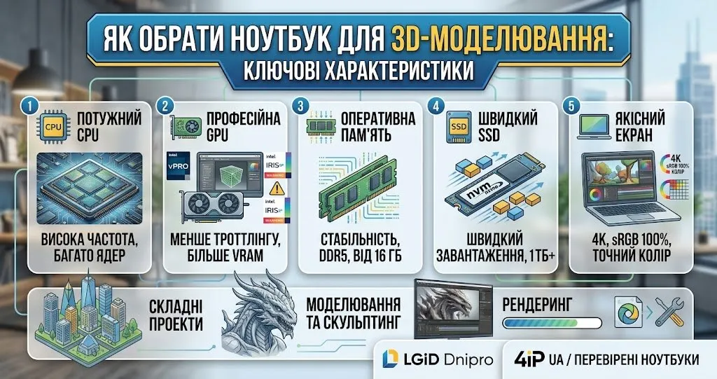 Як обрати ноутбук для 3D-моделювання — ключові характеристики